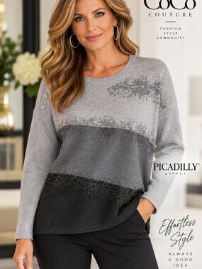 YE148 Grey Sweater with detail  by Picadilly
